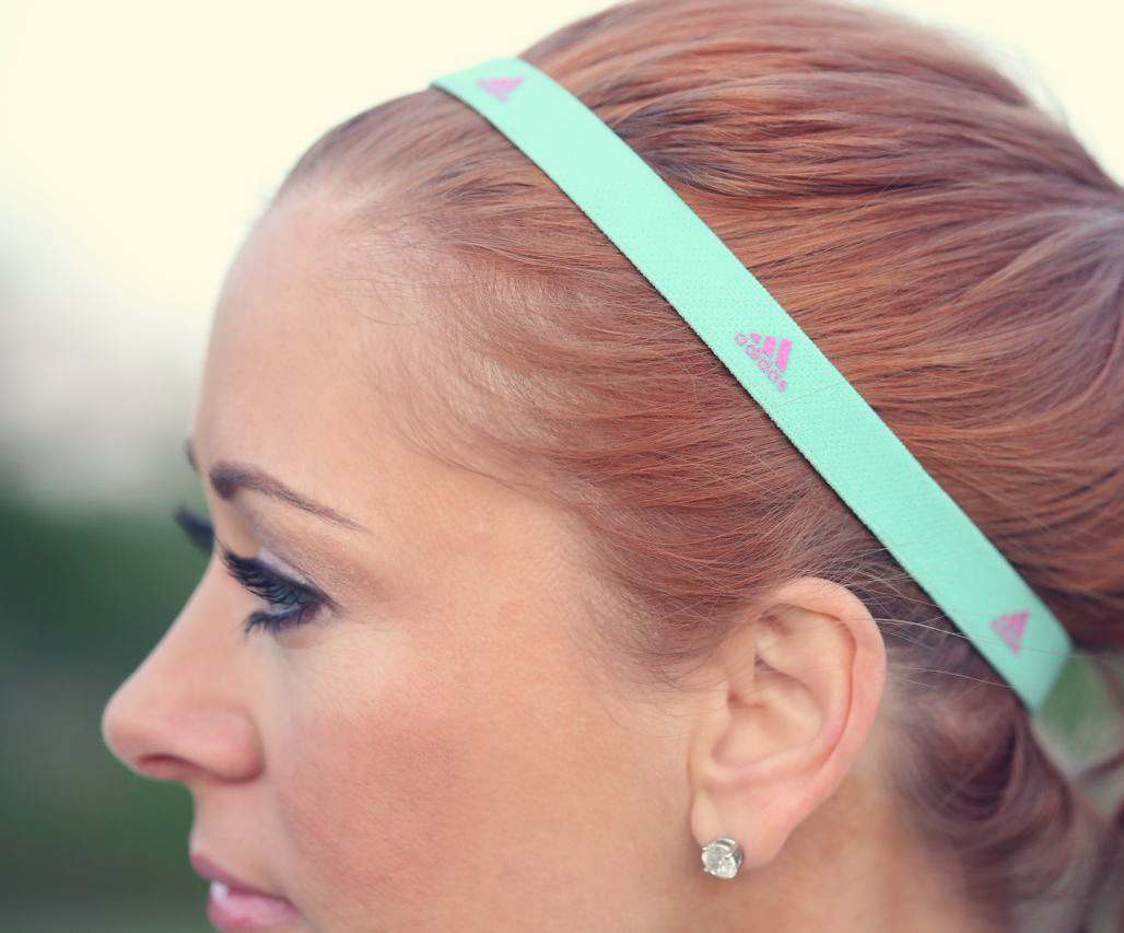 adidas mint green workout hair band for hot yoga