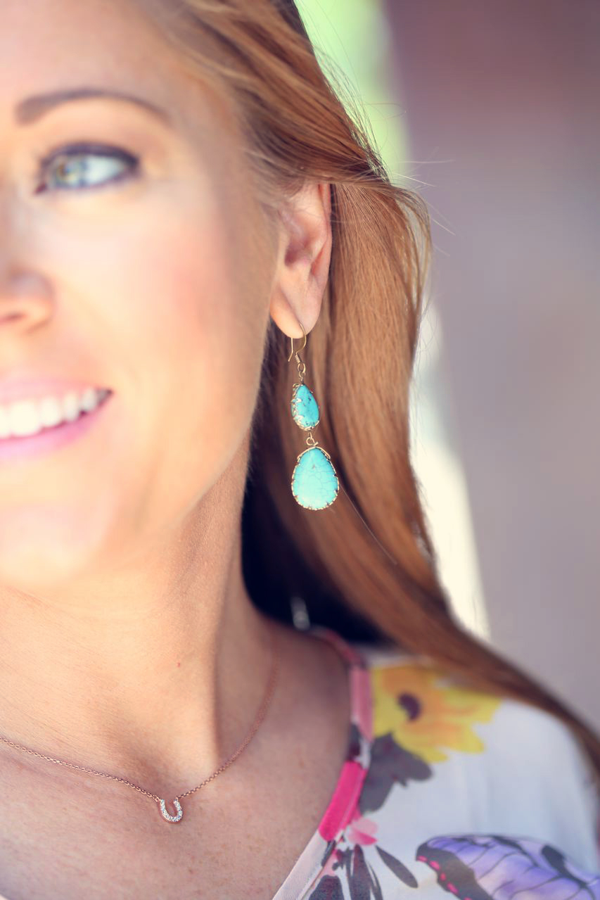 Gold and turquoise earrings from CUSP