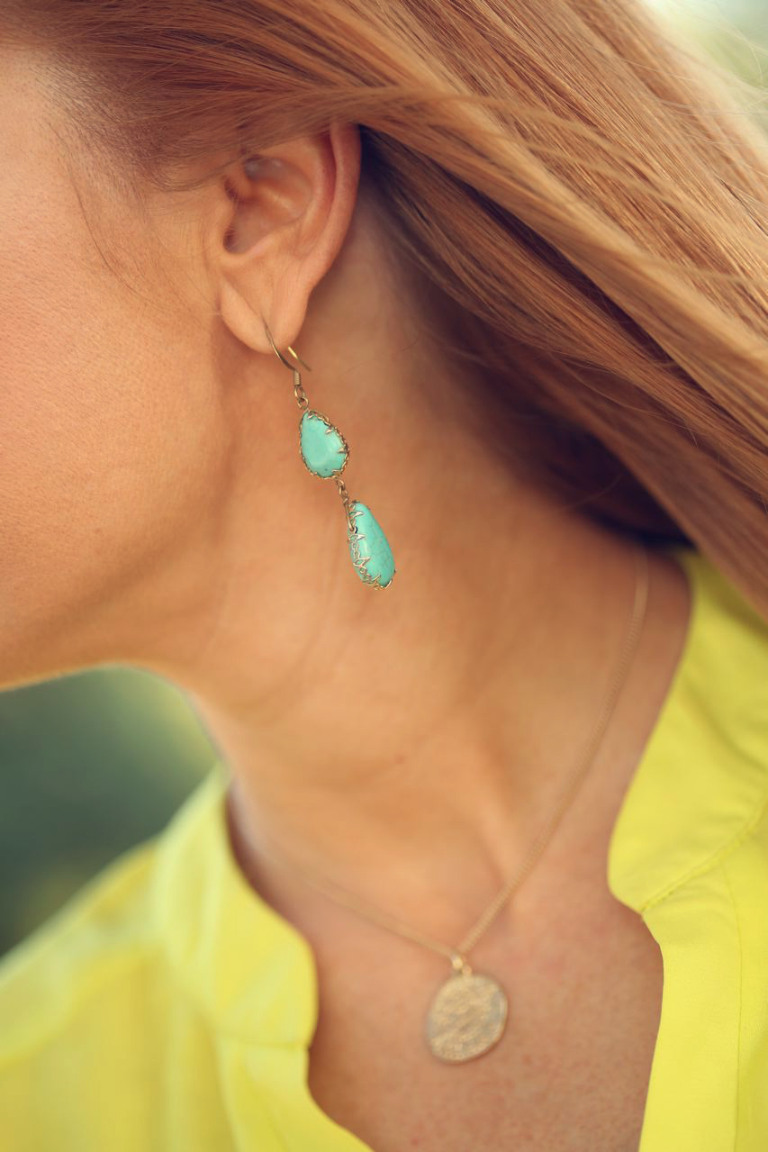 Gold and turquoise earrings from CUSP