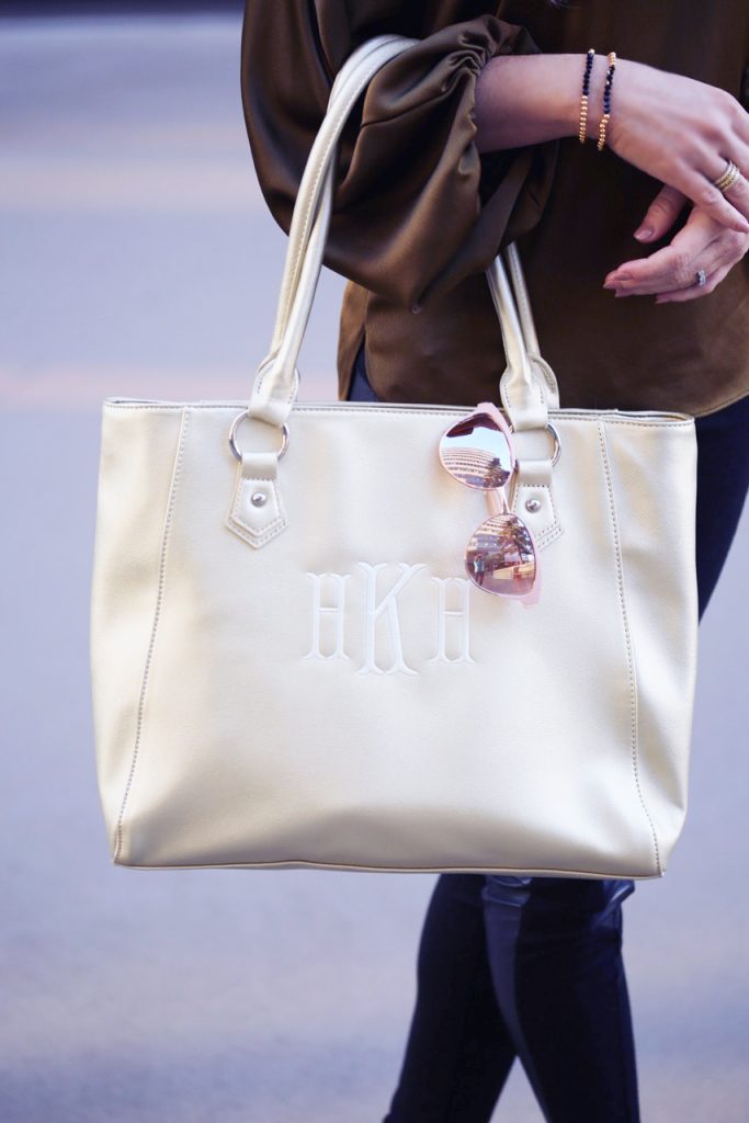 Hilary Kennedy Blog: // Gold Monogram Bag + Gold & Black Swarovski Bracelets