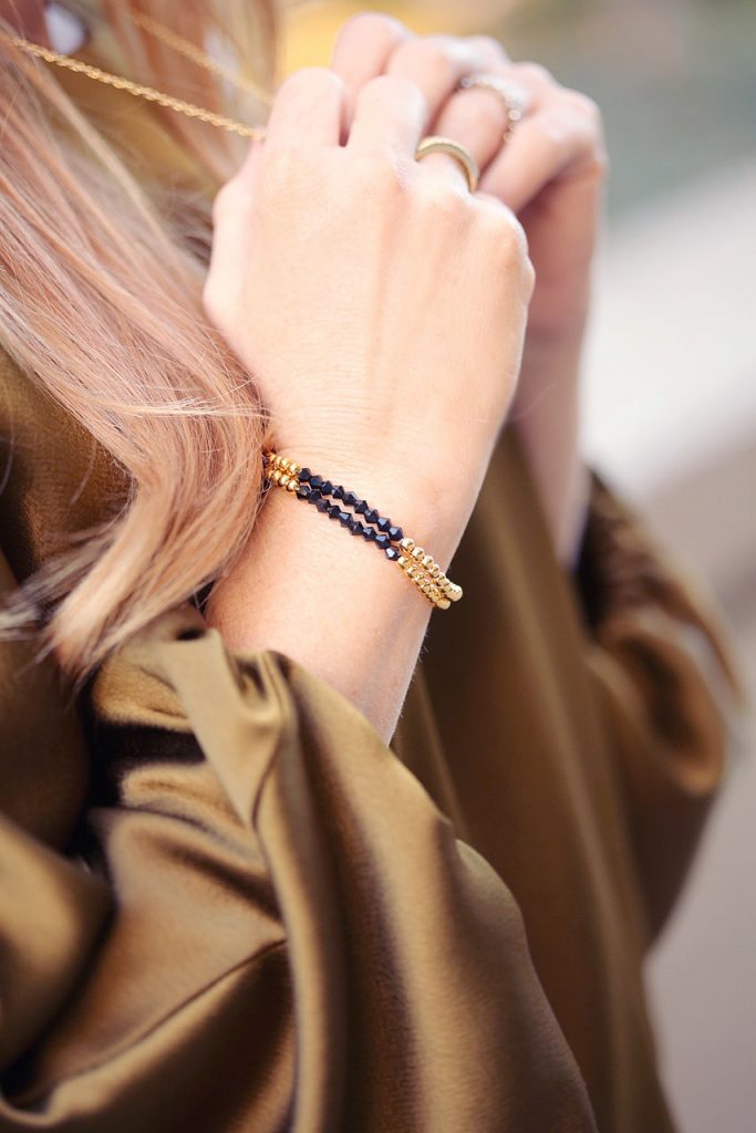 Hilary Kennedy Blog: // Gold Monogram Bag + Gold & Black Swarovski Bracelets