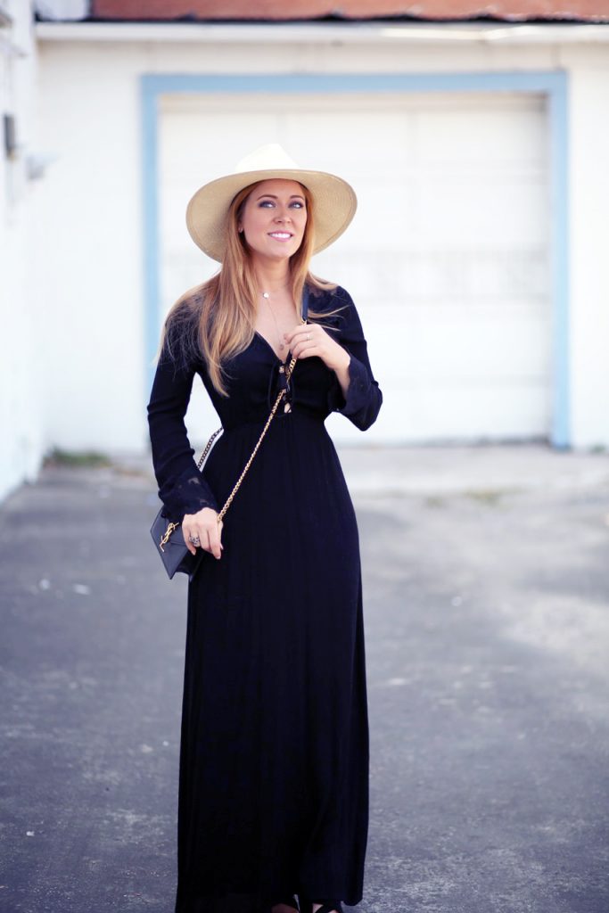 Hilary Kennedy Blog: // Summer Hat with Black Maxi Dress